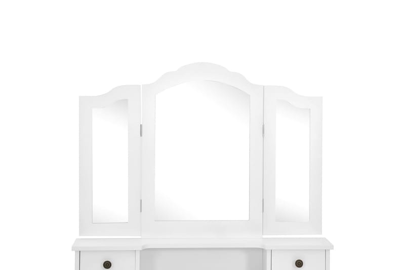 Sminkbord med pall vit 80x69x141 cm paulowniaträ - Vit - Sminkbord & toalettbord