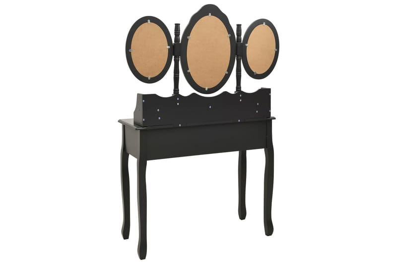 Sminkbord med pall och 3 speglar svart - Svart - Sminkbord & toalettbord