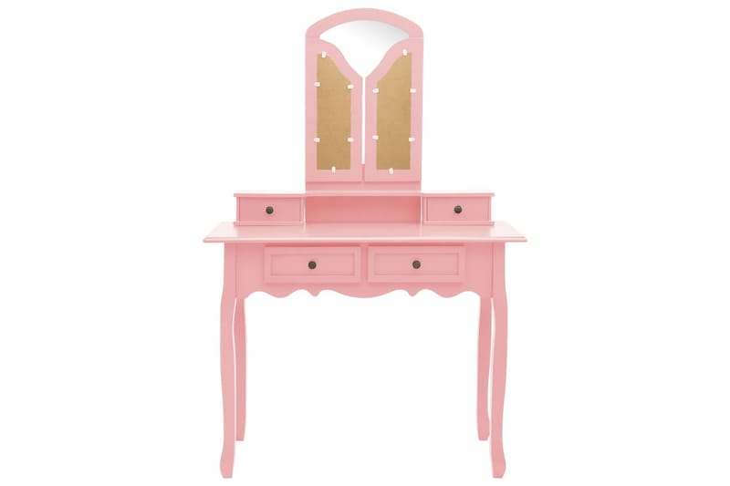 Sminkbord med pall rosa 100x40x146 cm kejsarträ - Rosa - Sminkbord barn - Sminkbord & toalettbord