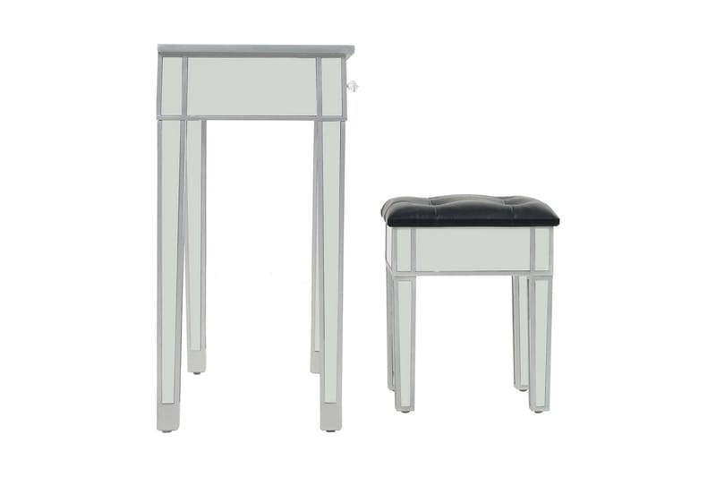 Sminkbord med pall spegellådor MDF och glas - Silver - Sminkbord & toalettbord