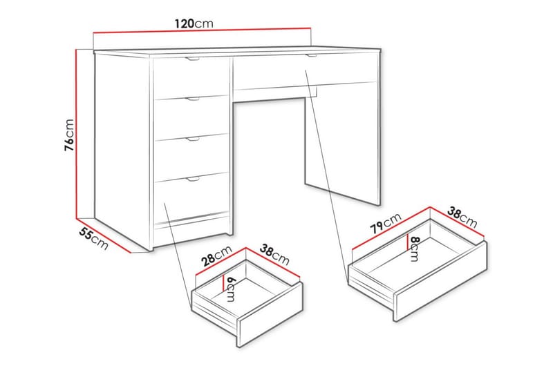 Sminkbord Novaj 120x55 cm - Svart - Sminkbord & toalettbord