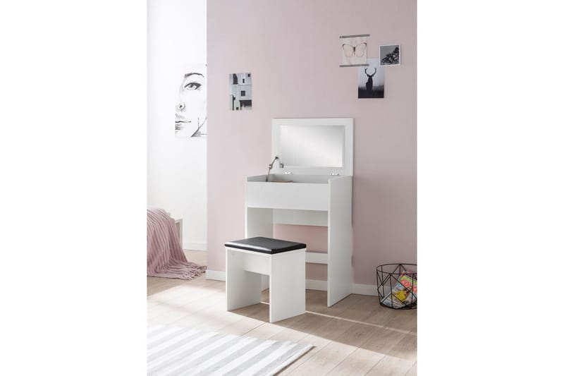 Sminkbord Wohnling Förvaringsutrymme för Osmetic White med spegelpall klassiskt modern - Möbler - Bord & matgrupp - Sminkbord & toalettbord