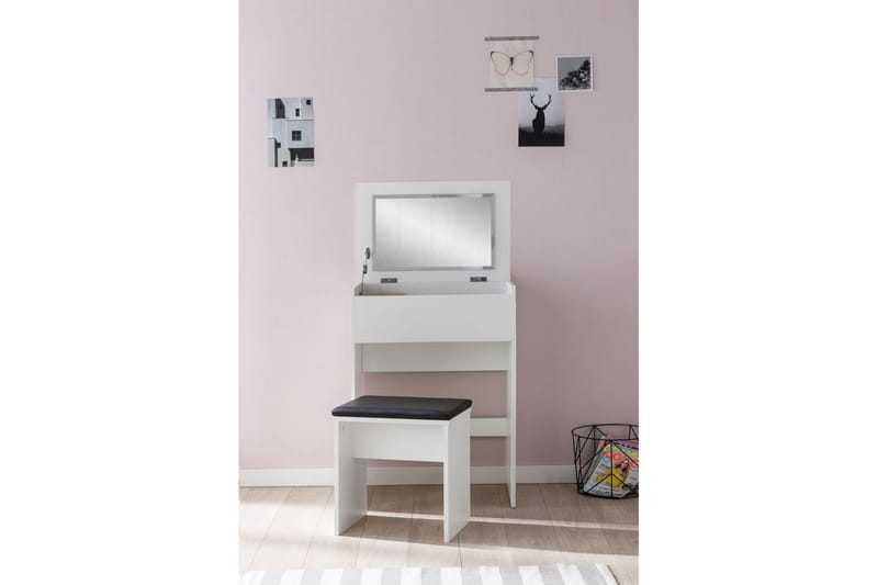 Sminkbord Wohnling Förvaringsutrymme för Osmetic White med spegelpall klassiskt modern - Möbler - Bord & matgrupp - Sminkbord & toalettbord