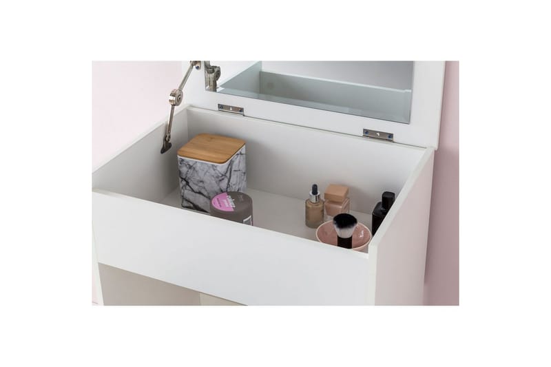 Sminkbord Wohnling Förvaringsutrymme för Osmetic White med spegelpall klassiskt modern - Möbler - Bord & matgrupp - Sminkbord & toalettbord