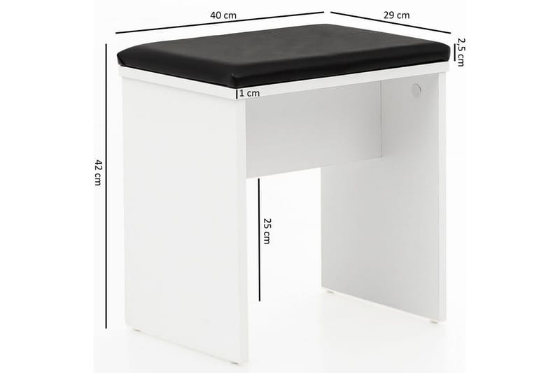 Sminkbord Wohnling Förvaringsutrymme för Osmetic White med spegelpall klassiskt modern - Möbler - Bord & matgrupp - Sminkbord & toalettbord