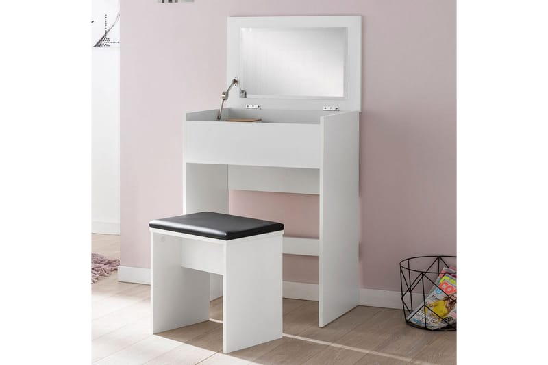 Sminkbord Wohnling Förvaringsutrymme för Osmetic White med spegelpall klassiskt modern - Möbler - Bord & matgrupp - Sminkbord & toalettbord