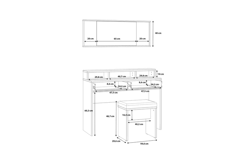 Sminkbord Yundola 110 cm - Brun/Svart - Möbler - Bord & matgrupp - Sminkbord & toalettbord