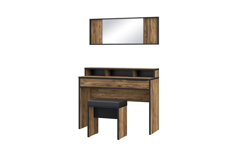 Sminkbord Yundola 110 cm - Brun/Svart - Sminkbord & toalettbord - Sminkbord med spegel