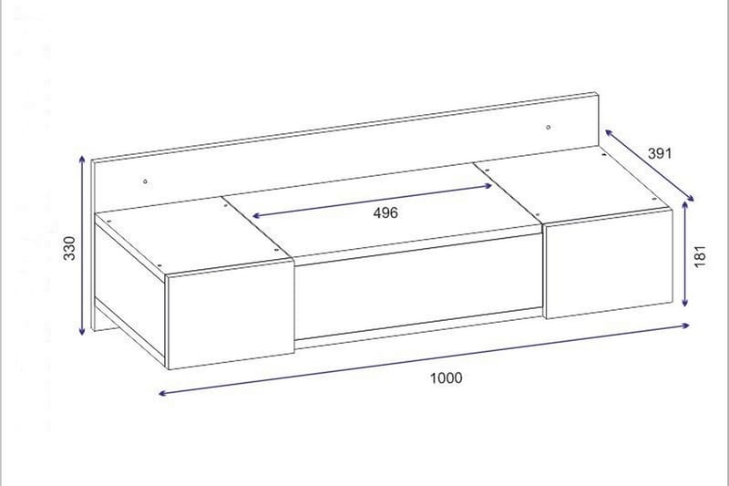 Sminkbord Zakkum 100 cm - Blå/Natur - Sminkbord & toalettbord