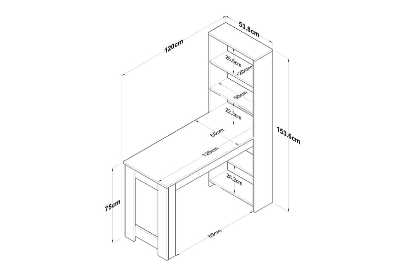 Sminkbord Patwal 120 cm - Valnöt/Vit - Sminkbord & toalettbord