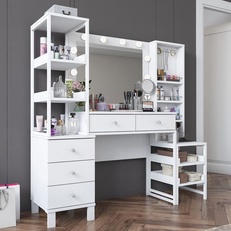 Sondal Sminkbord 145x141,8x40 cm - Vit - Möbler - Bord & matgrupp - Sminkbord & toalettbord