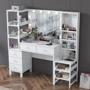 Sondal Sminkbord 145x141,8x40 cm - Vit - Möbler - Bord & matgrupp - Sminkbord & toalettbord