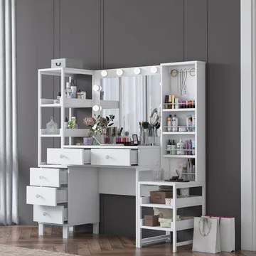 Sondal Sminkbord 145x141,8x40 cm - Vit - Möbler - Bord & matgrupp - Sminkbord & toalettbord