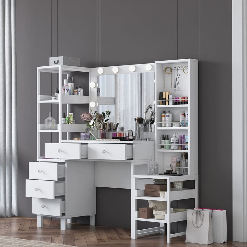Sondal Sminkbord 145x141,8x40 cm - Vit - Möbler - Bord & matgrupp - Sminkbord & toalettbord