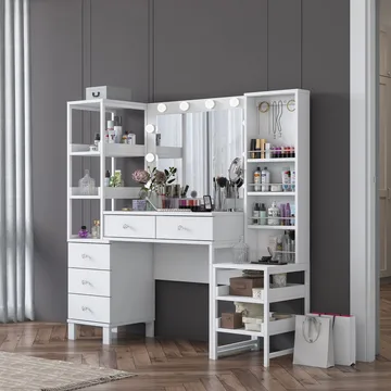 Sondal Sminkbord 145x141,8x40 cm - Vit - Möbler - Bord & matgrupp - Sminkbord & toalettbord