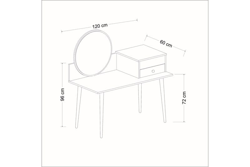 Straat Sminkbord 120x96 cm Vit - Hanah Home - Möbler - Bord & matgrupp - Sminkbord & toalettbord