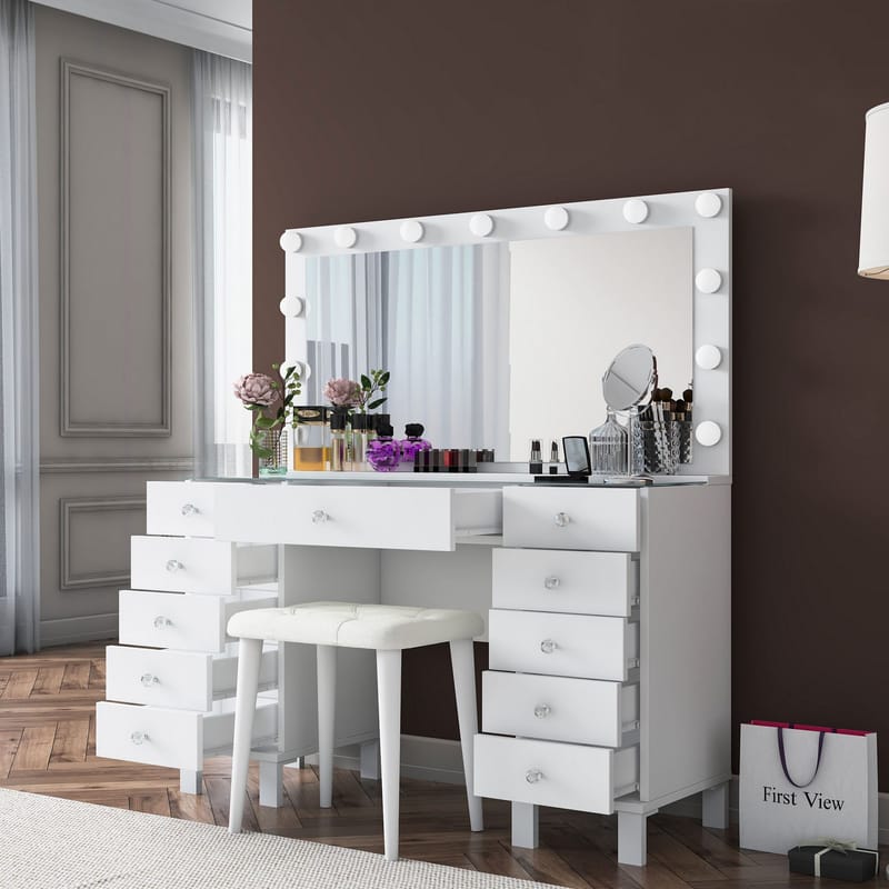 Wonthaggi Sminkbord 120x133,6x40 cm - Vit - Möbler - Bord & matgrupp - Sminkbord & toalettbord