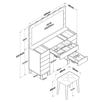 Wonthaggi Sminkbord 120x133,6x40 cm - Vit - Möbler - Bord & matgrupp - Sminkbord & toalettbord
