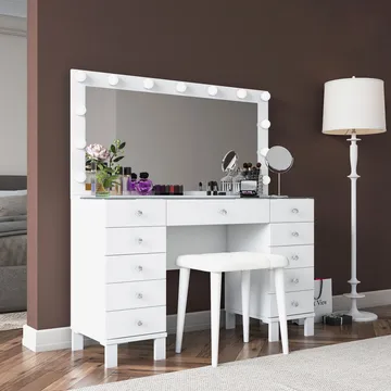 Wonthaggi Sminkbord 120x133,6x40 cm - Vit - Möbler - Bord & matgrupp - Sminkbord & toalettbord