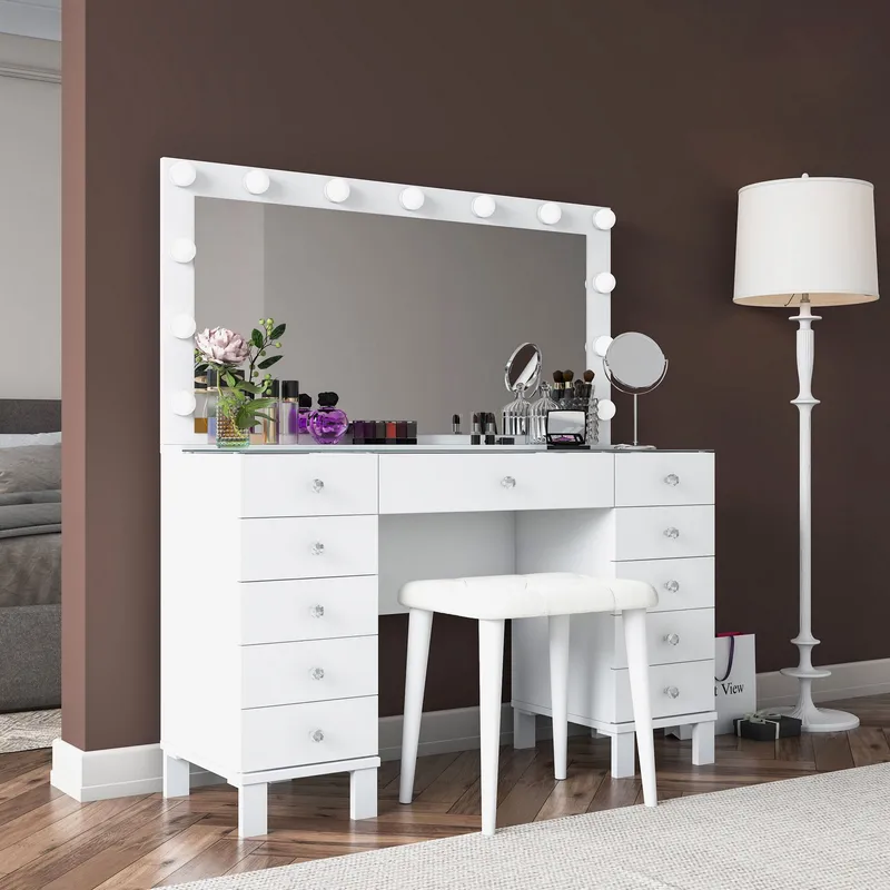 Wonthaggi Sminkbord 120x133,6x40 cm - Vit - Möbler - Bord & matgrupp - Sminkbord & toalettbord