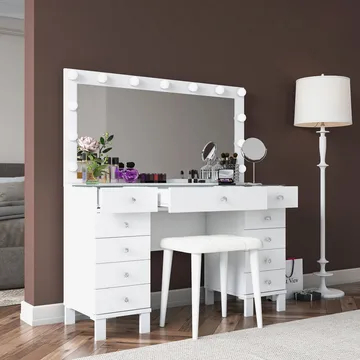 Wonthaggi Sminkbord 120x133,6x40 cm - Vit - Möbler - Bord & matgrupp - Sminkbord & toalettbord