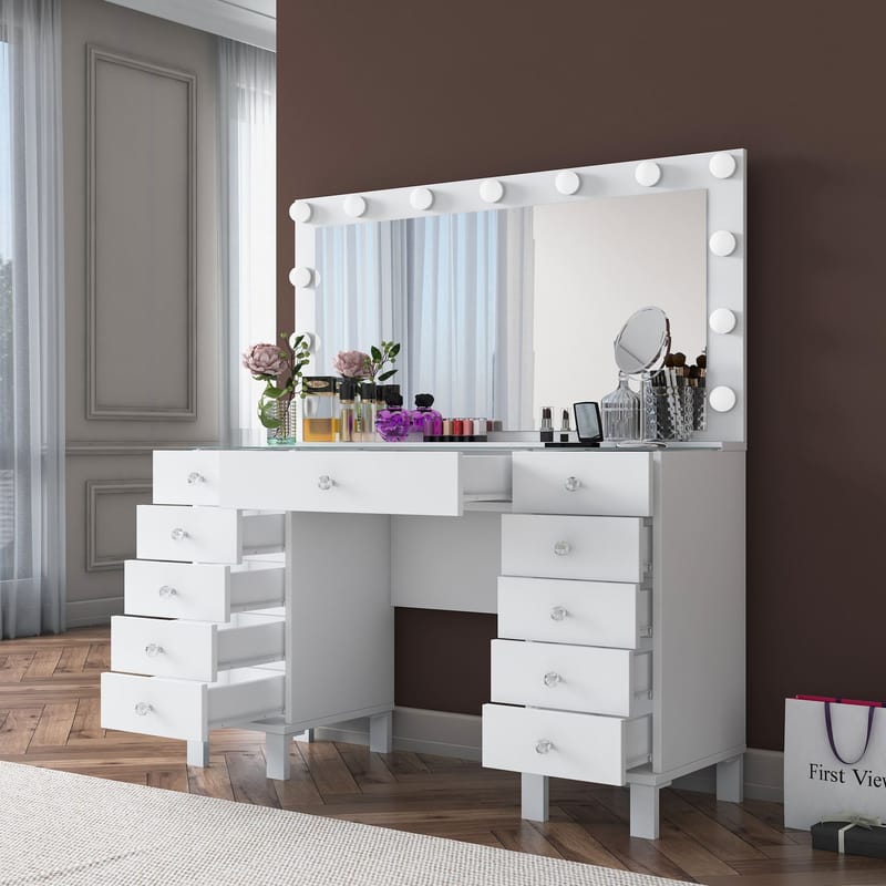 Wonthaggi Sminkbord 120x133,6x40 cm - Vit - Möbler - Bord & matgrupp - Sminkbord & toalettbord