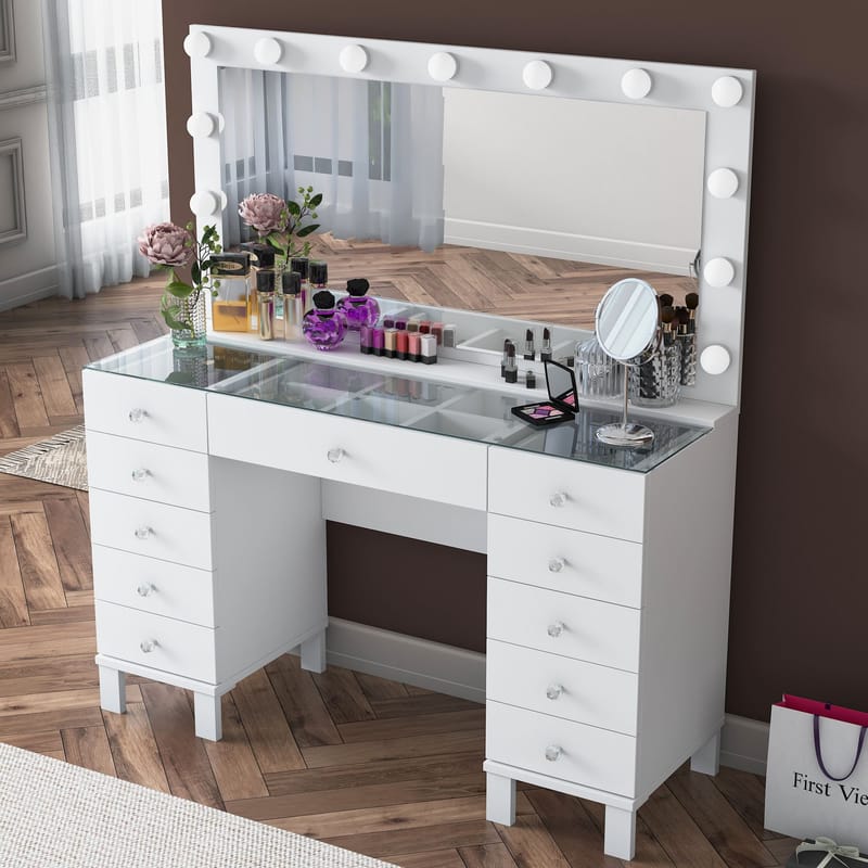 Wonthaggi Sminkbord 120x133,6x40 cm - Vit - Möbler - Bord & matgrupp - Sminkbord & toalettbord