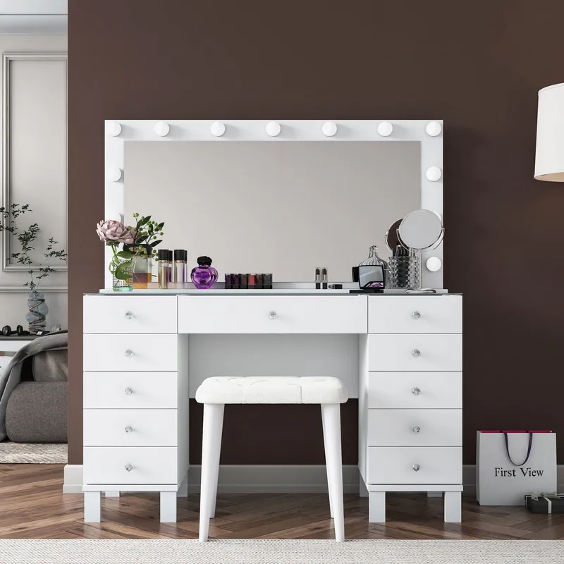 Wonthaggi Sminkbord 120x133,6x40 cm - Vit - Möbler - Bord & matgrupp - Sminkbord & toalettbord