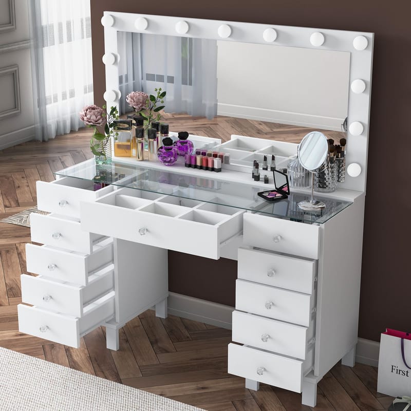 Wonthaggi Sminkbord 120x133,6x40 cm - Vit - Möbler - Bord & matgrupp - Sminkbord & toalettbord