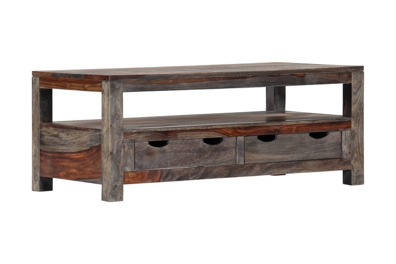 Soffbord 100x50x40 cm grå massivt sheshamträ - Grå - Soffbord