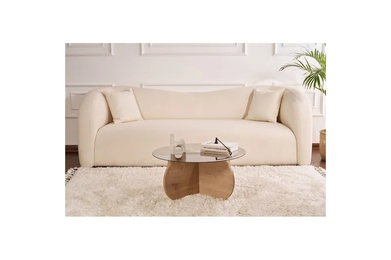 Soffbord Aeris 75 cm med Glasskiva - Safir Ek / Rök - Möbler - Bord & matgrupp - Soffbord