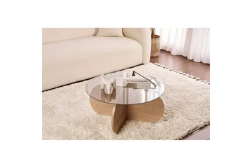 Soffbord Aeris 75 cm med Glasskiva - Safir Ek / Rök - Möbler - Bord & matgrupp - Soffbord