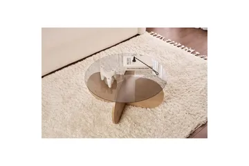 Soffbord Aeris 75 cm med Glasskiva - Safir Ek / Rök - Möbler - Bord & matgrupp - Soffbord