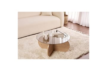 Soffbord Aeris 75 cm med Glasskiva - Safir Ek / Rök - Möbler - Bord & matgrupp - Soffbord