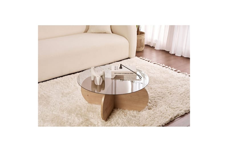 Soffbord Aeris 75 cm med Glasskiva - Safir Ek / Rök - Möbler - Bord & matgrupp - Soffbord