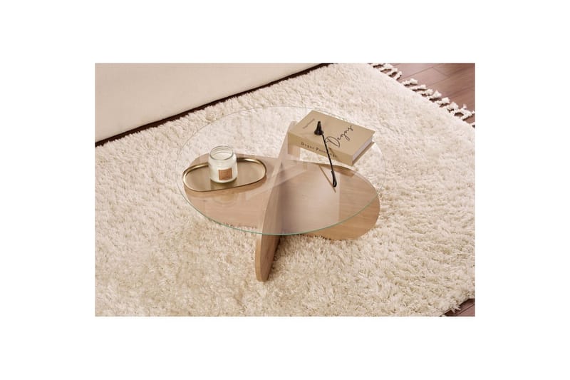 Soffbord Aeris 75 cm med Glasskiva - Safir Ek / Transparent - Möbler - Bord & matgrupp - Soffbord