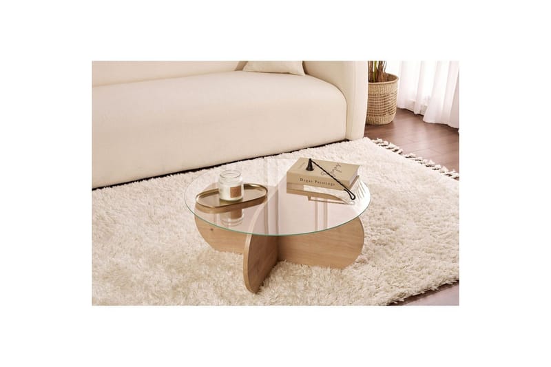 Soffbord Aeris 75 cm med Glasskiva - Safir Ek / Transparent - Möbler - Bord & matgrupp - Soffbord