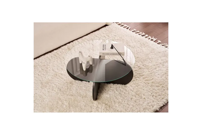 Soffbord Aeris 75 cm med Glasskiva - Trä Svart / Rökt - Möbler - Bord & matgrupp - Soffbord