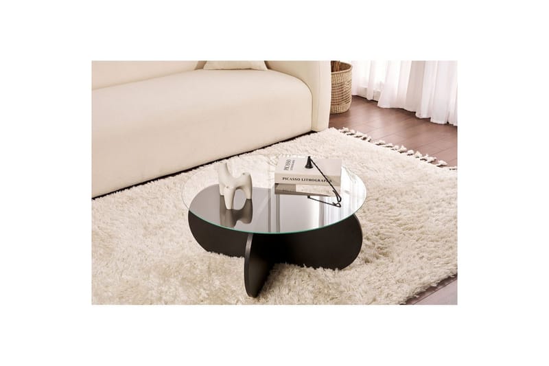 Soffbord Aeris 75 cm med Glasskiva - Trä Svart / Rökt - Möbler - Bord & matgrupp - Soffbord
