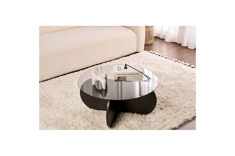 Soffbord Aeris 75 cm med Glasskiva - Trä Svart / Transparent - Möbler - Bord & matgrupp - Soffbord