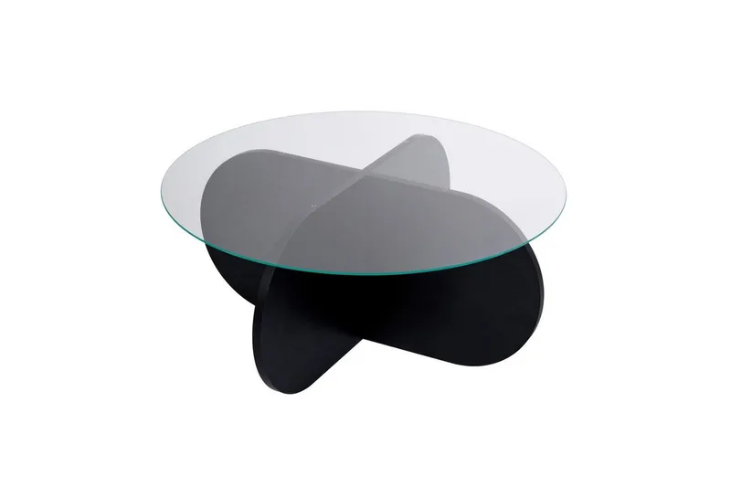 Soffbord Aeris 75 cm med Glasskiva, Trä Svart / Transparent