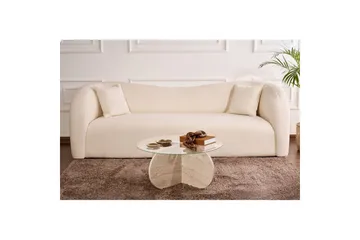 Soffbord Aeris 75 cm med Glasskiva - Travertin / Transparent - Möbler - Bord & matgrupp - Soffbord