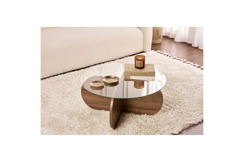 Soffbord Aeris 75 cm med Glasskiva - Valnöt / Transparent - Möbler - Bord & matgrupp - Soffbord