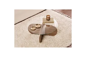 Soffbord Aeris 75 cm med Glasskiva - Valnöt / Transparent - Möbler - Bord & matgrupp - Soffbord