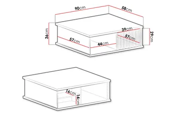 Aldbrough Soffbord 90 cm med Förvaring Hylla + Låda - Trä/Svart - Möbler - Bord & matgrupp - Soffbord