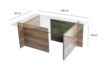 Almasi Rektangulärt Soffbord 105x40x105 cm - Brun / Valnöt / Glas - Möbler - Bord & matgrupp - Soffbord