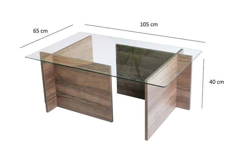 Almasi Rektangulärt Soffbord 105x40x105 cm - Brun / Valnöt / Glas - Möbler - Bord & matgrupp - Soffbord