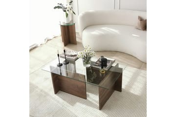 Almasi Rektangulärt Soffbord 105x40x105 cm - Brun / Valnöt / Glas - Möbler - Bord & matgrupp - Soffbord
