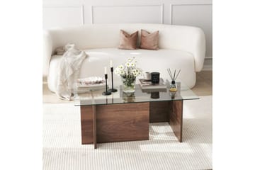Almasi Rektangulärt Soffbord 105x40x105 cm - Brun / Valnöt / Glas - Möbler - Bord & matgrupp - Soffbord