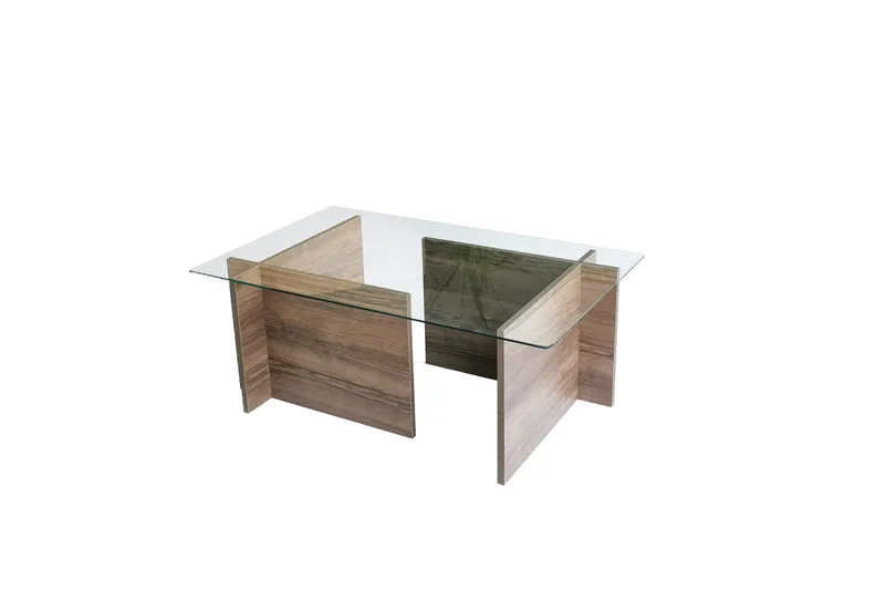 Almasi Rektangulärt Soffbord 105x40x105 cm - Brun / Valnöt / Glas - Möbler - Bord & matgrupp - Soffbord